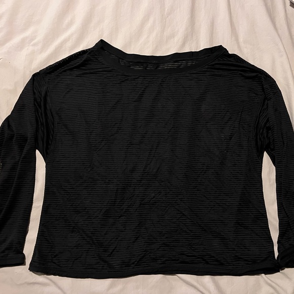 Black Lululemon striped mesh long sleeve - Picture 2 of 4